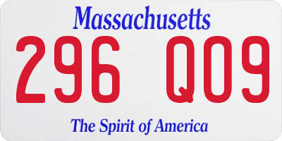 MA license plate 296QO9