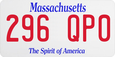MA license plate 296QP0