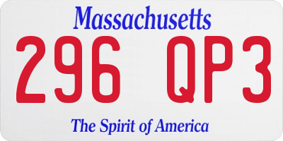 MA license plate 296QP3