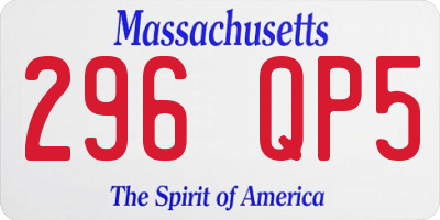 MA license plate 296QP5
