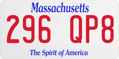 MA license plate 296QP8