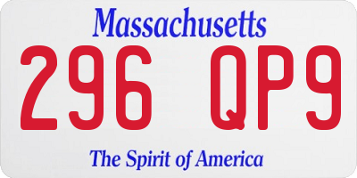 MA license plate 296QP9