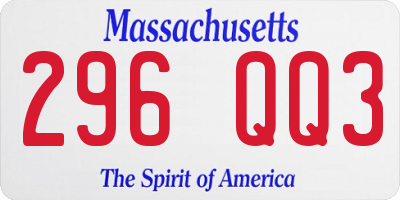 MA license plate 296QQ3