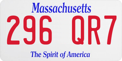 MA license plate 296QR7