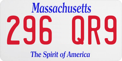 MA license plate 296QR9