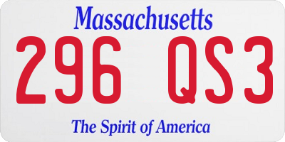 MA license plate 296QS3