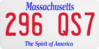 MA license plate 296QS7