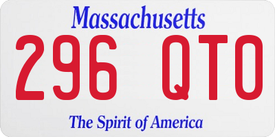 MA license plate 296QT0