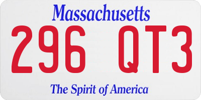 MA license plate 296QT3