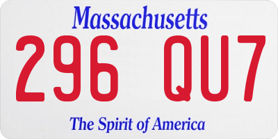 MA license plate 296QU7