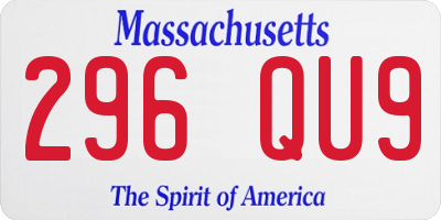 MA license plate 296QU9