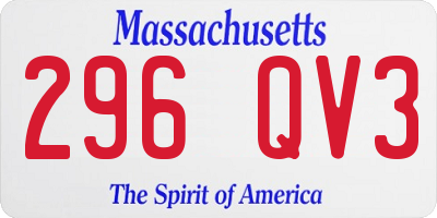MA license plate 296QV3