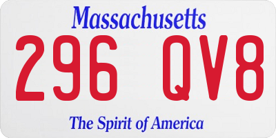 MA license plate 296QV8