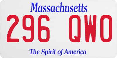 MA license plate 296QW0