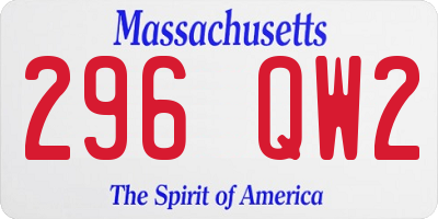 MA license plate 296QW2