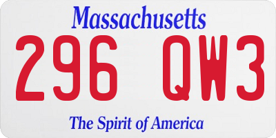 MA license plate 296QW3