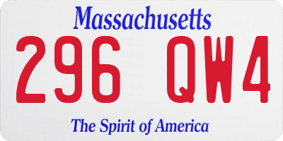 MA license plate 296QW4