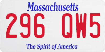 MA license plate 296QW5