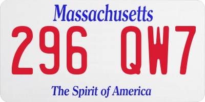 MA license plate 296QW7