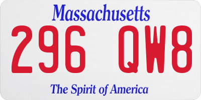 MA license plate 296QW8