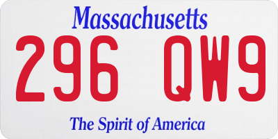 MA license plate 296QW9