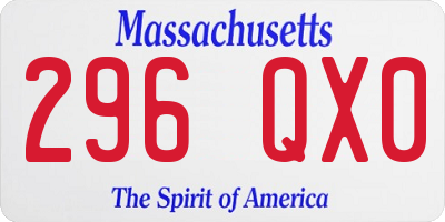 MA license plate 296QX0