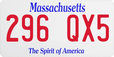 MA license plate 296QX5