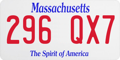 MA license plate 296QX7