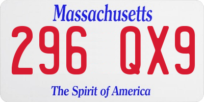 MA license plate 296QX9