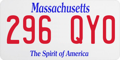MA license plate 296QY0