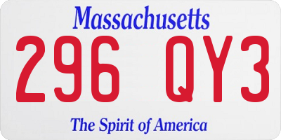 MA license plate 296QY3