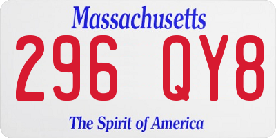MA license plate 296QY8