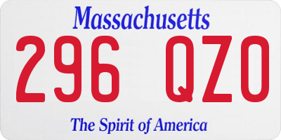 MA license plate 296QZ0