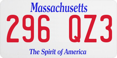 MA license plate 296QZ3