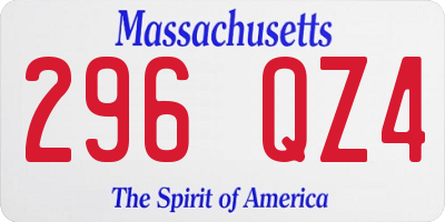 MA license plate 296QZ4