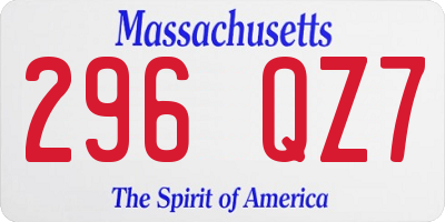 MA license plate 296QZ7
