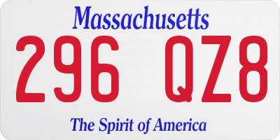 MA license plate 296QZ8