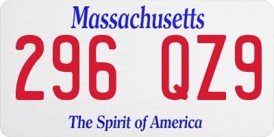MA license plate 296QZ9