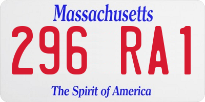 MA license plate 296RA1