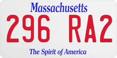 MA license plate 296RA2