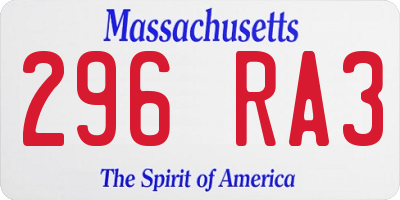 MA license plate 296RA3
