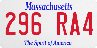 MA license plate 296RA4