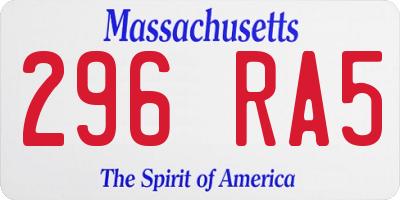 MA license plate 296RA5