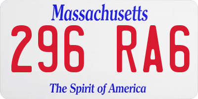 MA license plate 296RA6