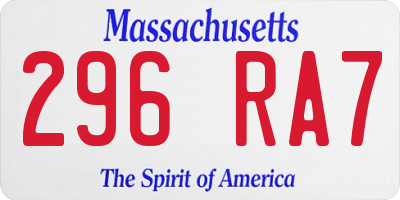 MA license plate 296RA7