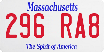 MA license plate 296RA8