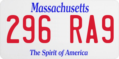 MA license plate 296RA9