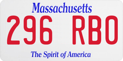 MA license plate 296RB0