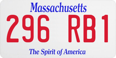 MA license plate 296RB1