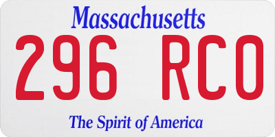 MA license plate 296RC0